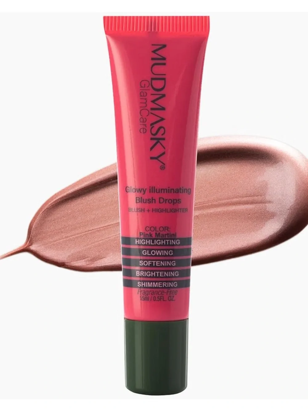 Mudmasky Glowy Illuminating Blush Drops in Pink Martini 15ml BRAND NEW